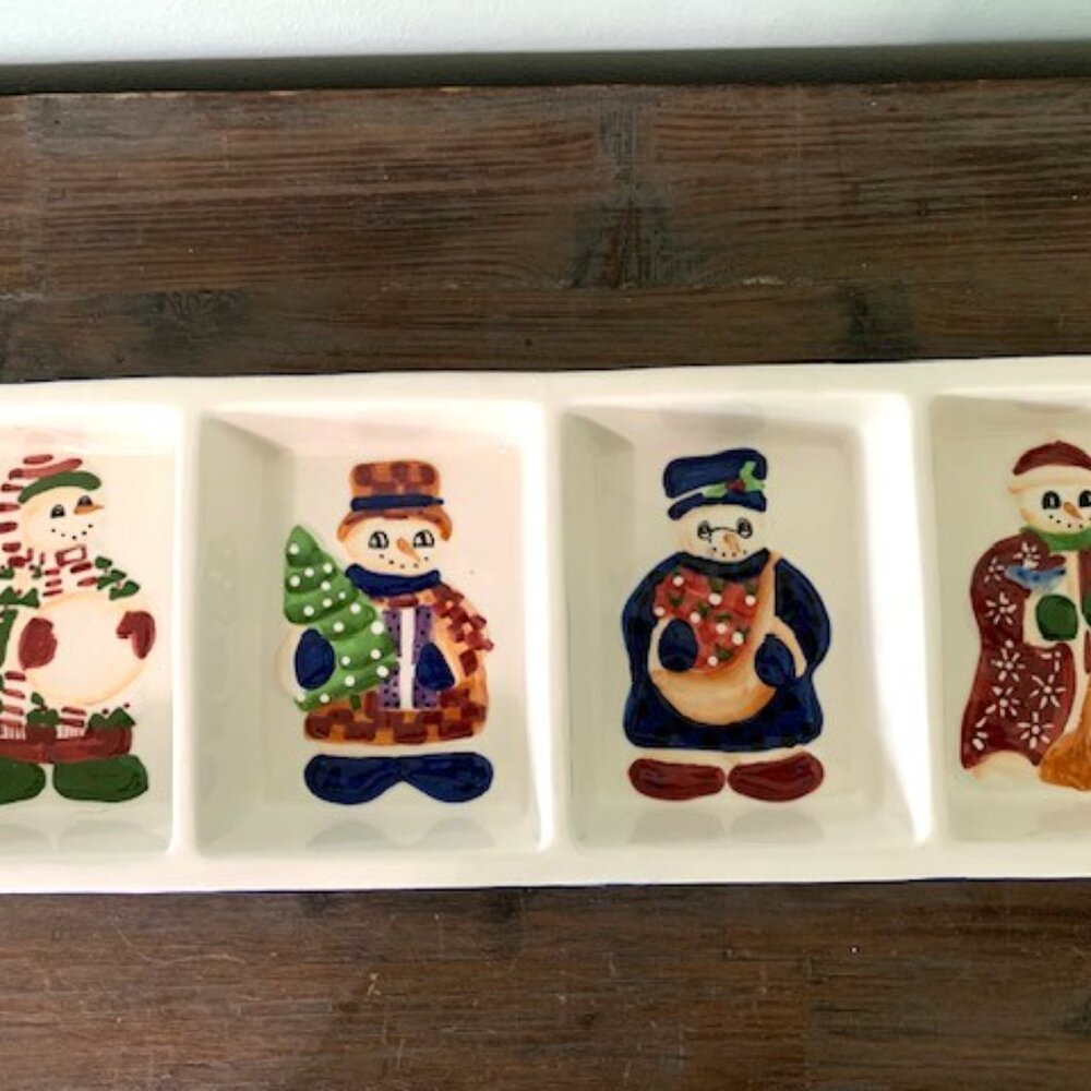 Block by Gear "Snow People" 4 Section Divided Ceramic Candy Dish